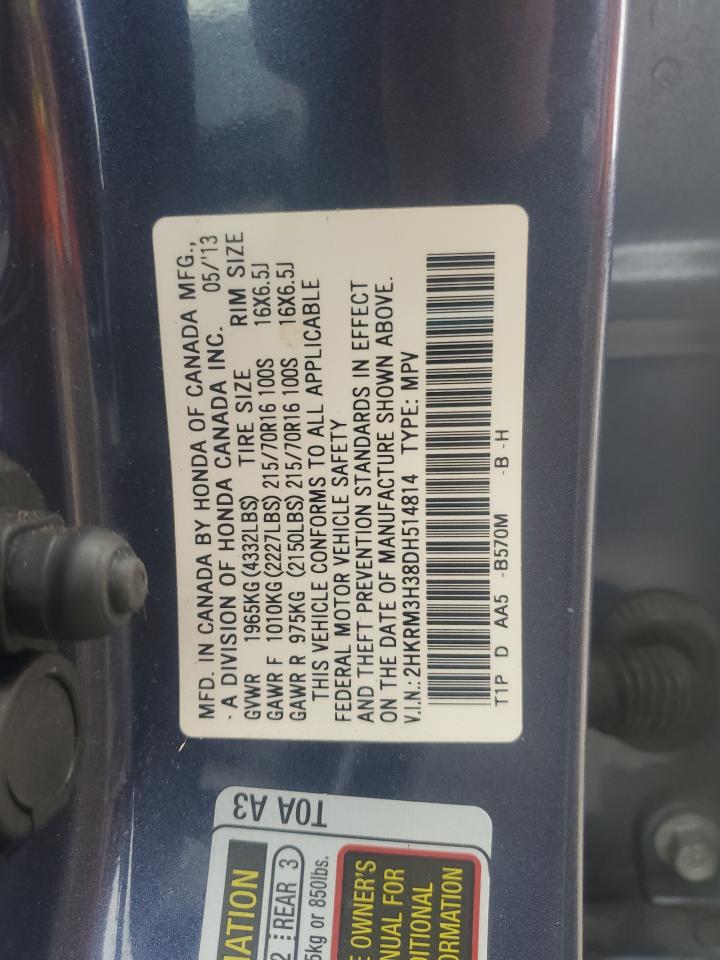 2013 Honda Cr-V Lx VIN: 2HKRM3H38DH514814 Lot: 81664615