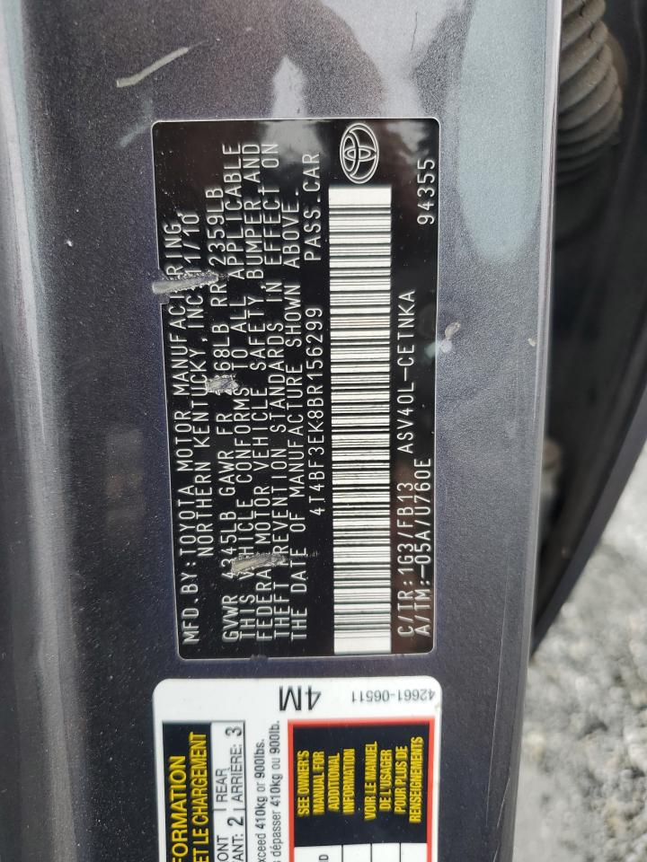 2011 Toyota Camry Base VIN: 4T4BF3EK8BR156299 Lot: 84220835