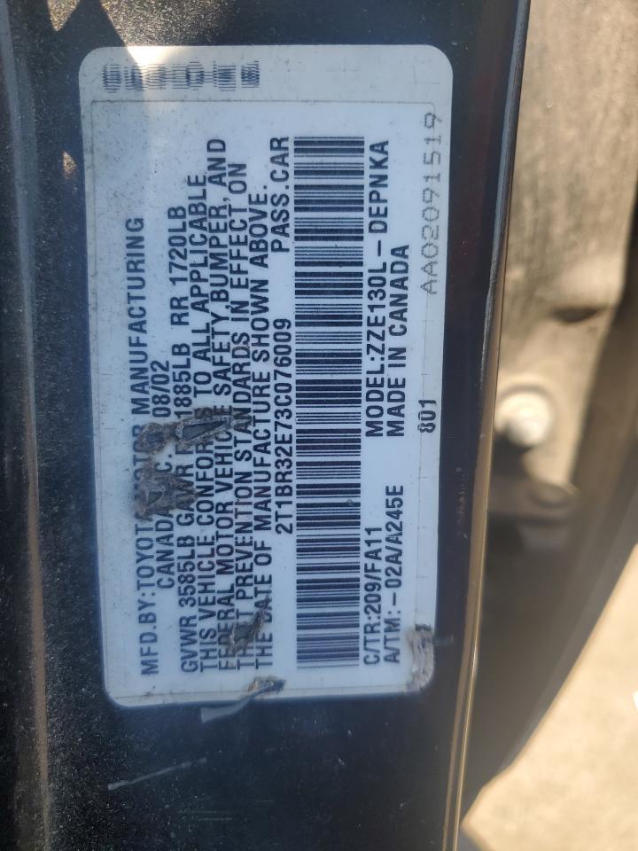 2003 Toyota Corolla Ce VIN: 2T1BR32E73C076009 Lot: 80535985