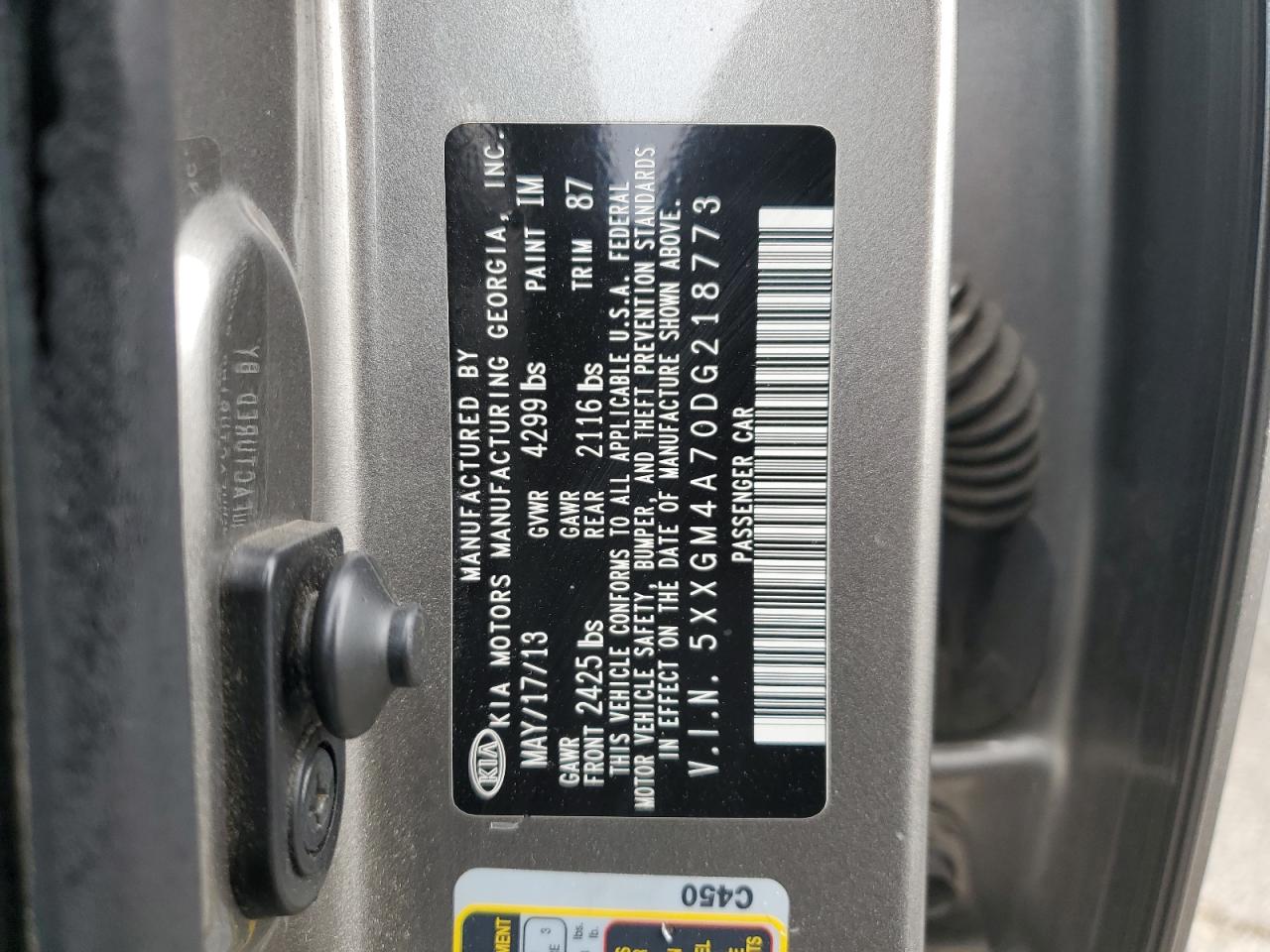 2013 Kia Optima Lx VIN: 5XXGM4A70DG218773 Lot: 81347045