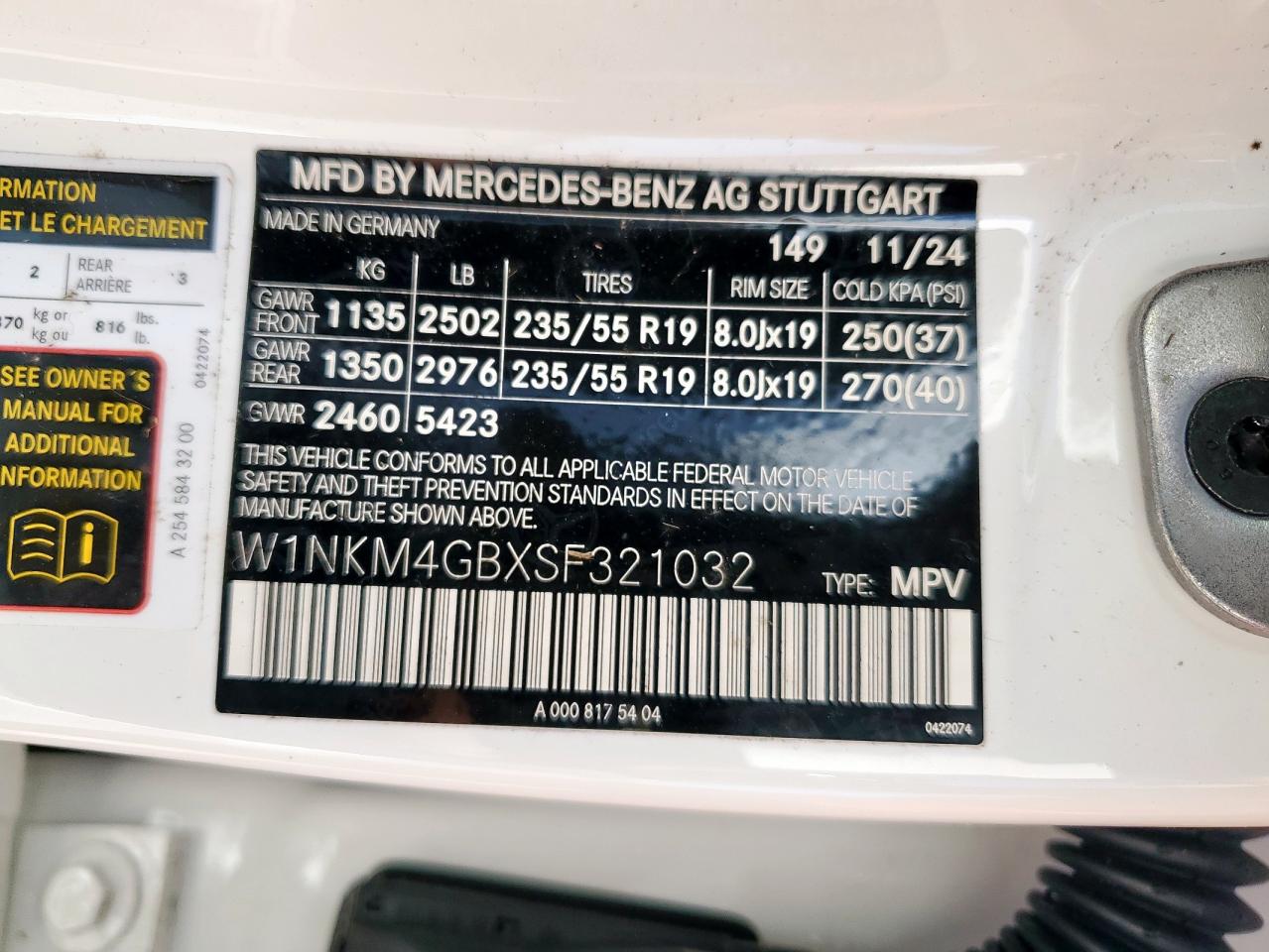 2025 Mercedes-Benz Glc 300 VIN: W1NKM4GBXSF321032 Lot: 84209195