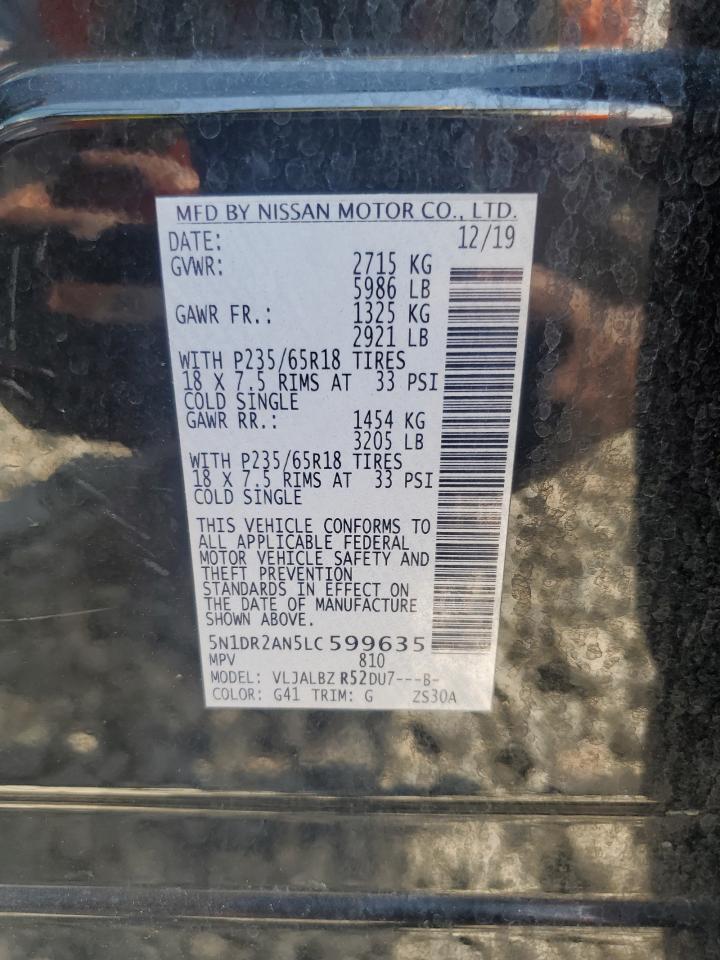 2020 Nissan Pathfinder S VIN: 5N1DR2AN5LC599635 Lot: 81059205