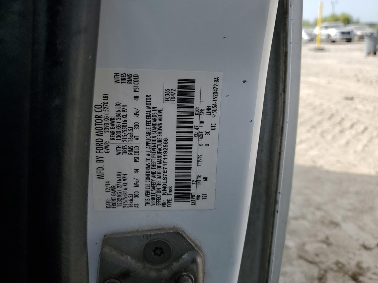 2015 Ford Transit Connect Xl VIN: NM0LS7E71F1192566 Lot: 80017745