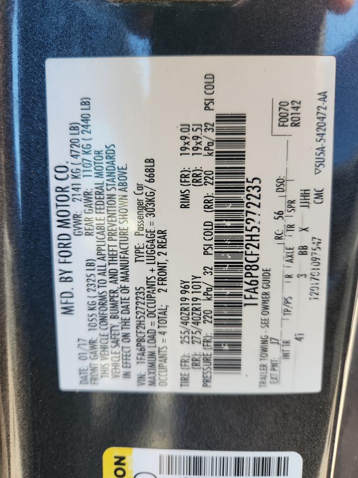 2017 Ford Mustang Gt VIN: 1FA6P8CF2H5272235 Lot: 82162045