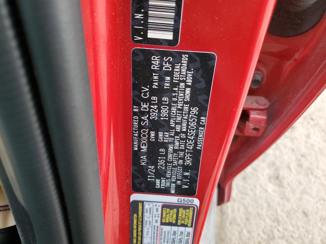 2025 Kia K4 Lx VIN: 3KPFT4DE4SE065796 Lot: 71657865