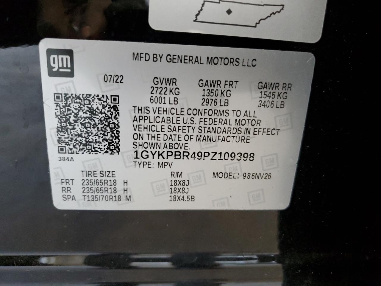 2023 Cadillac Xt6 Luxury VIN: 1GYKPBR49PZ109398 Lot: 71468495