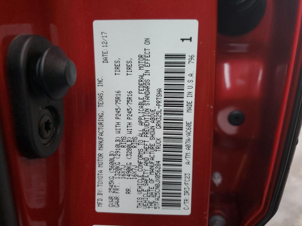 2018 Toyota Tacoma Double Cab VIN: 5TFAZ5CN0JX056284 Lot: 84411415