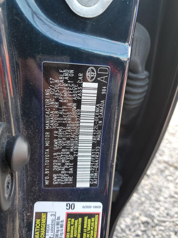 2017 Toyota Corolla L VIN: 2T1BURHE0HC863769 Lot: 84399695