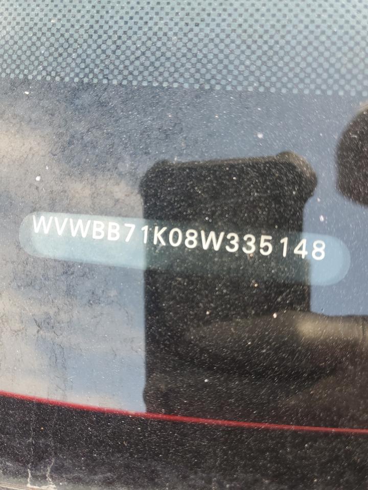 2008 Volkswagen Rabbit VIN: WVWBB71K08W335148 Lot: 72036805
