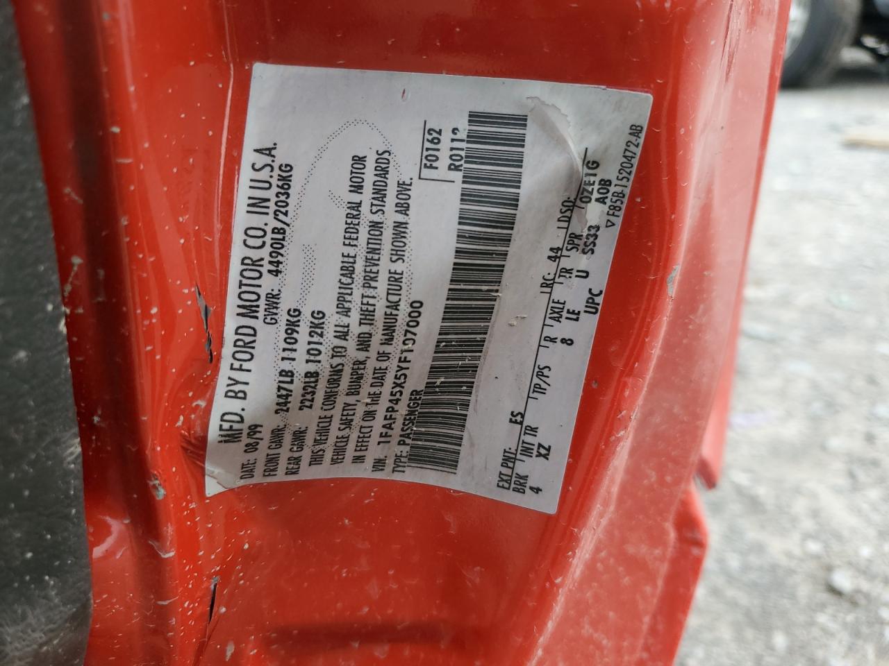 2000 Ford Mustang Gt VIN: 1FAFP45X5YF107000 Lot: 81510775