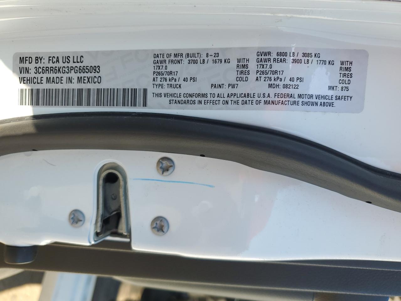 2023 Ram 1500 Classic Tradesman VIN: 3C6RR6KG3PG665093 Lot: 86129645