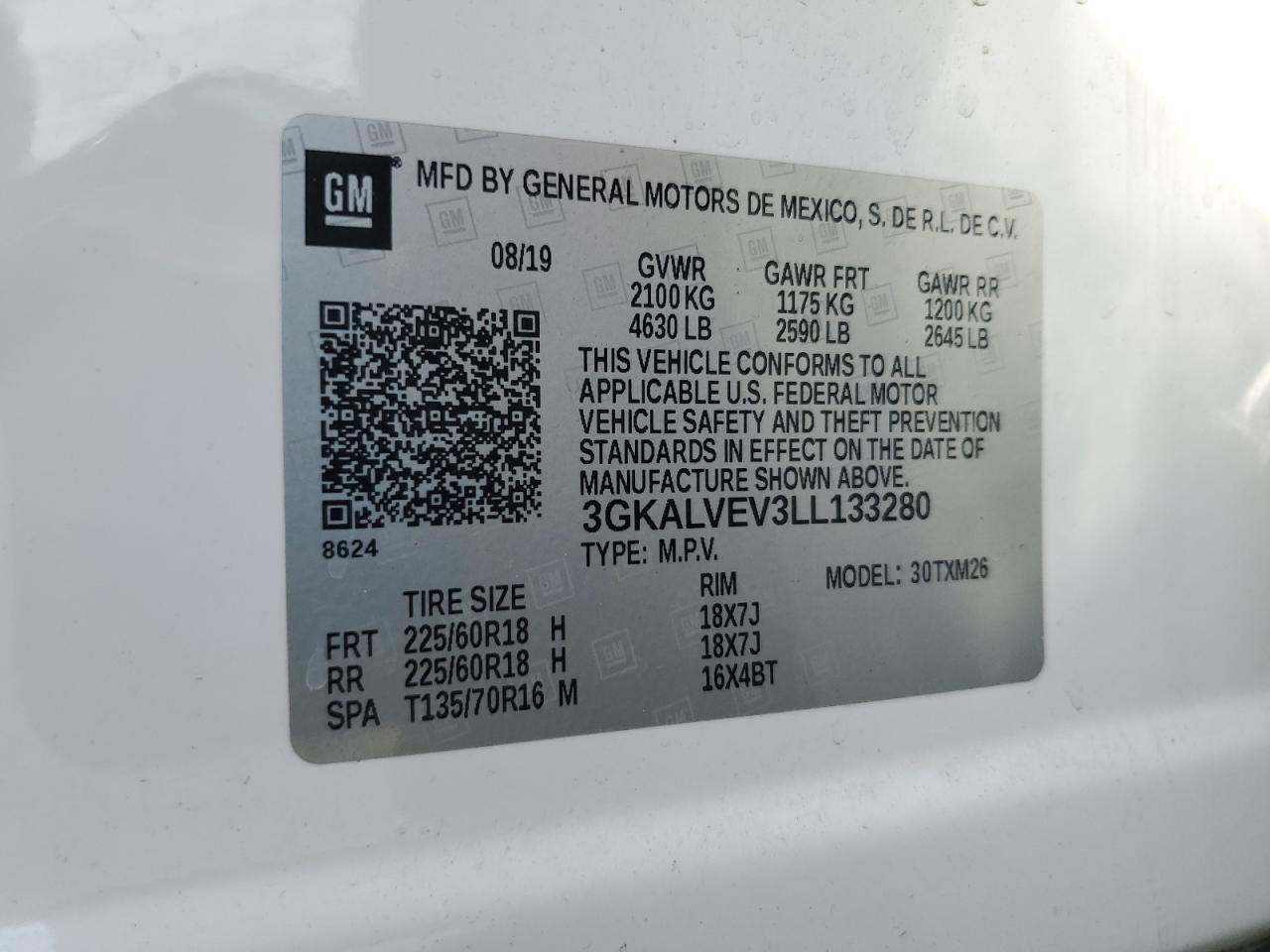 2020 GMC Terrain Slt VIN: 3GKALVEV3LL133280 Lot: 81396165