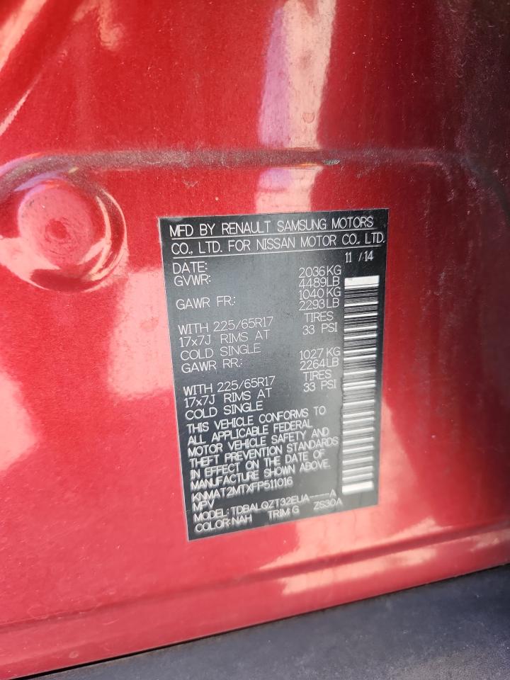 2015 Nissan Rogue S VIN: KNMAT2MTXFP511016 Lot: 81303715