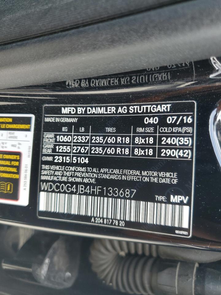 2017 Mercedes-Benz Glc 300 VIN: WDC0G4JB4HF133687 Lot: 80406465