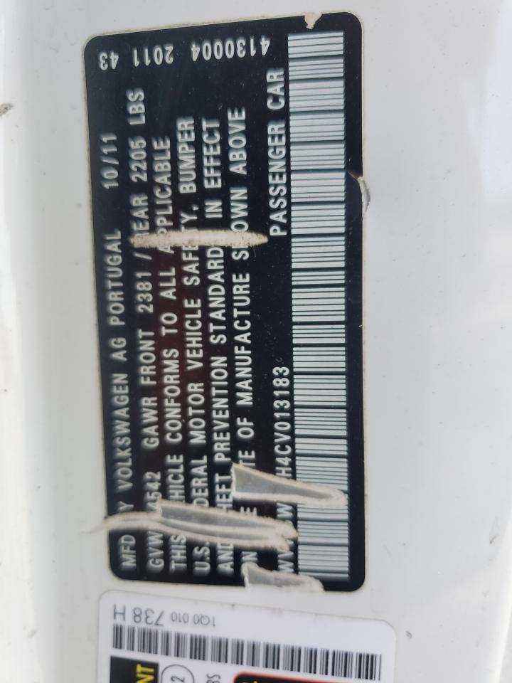 2012 Volkswagen Eos Komfort VIN: WVWBW7AH4CV013183 Lot: 83878255