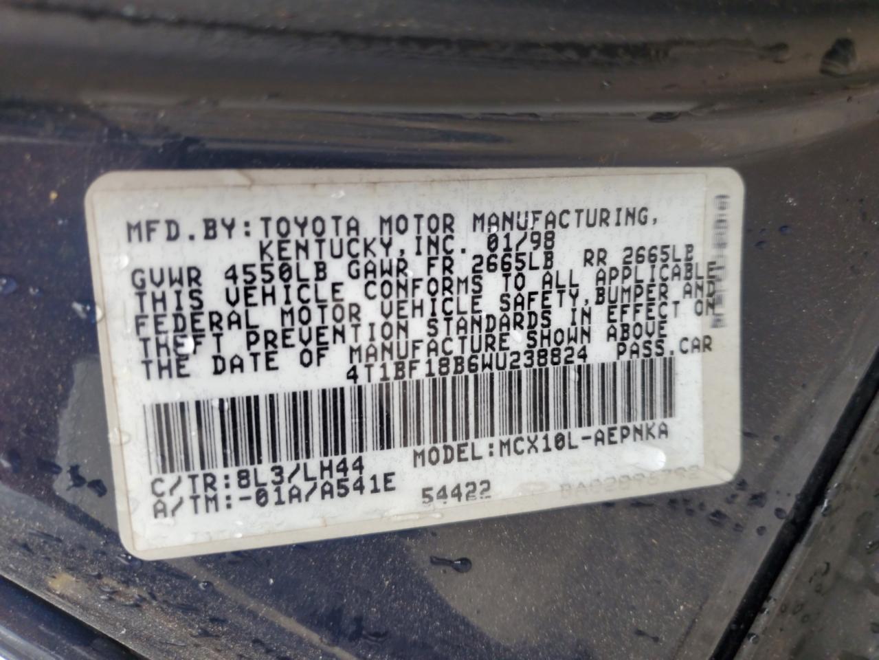 1998 Toyota Avalon Xl VIN: 4T1BF18B6WU238824 Lot: 71440485