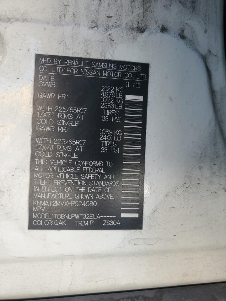 2017 Nissan Rogue S VIN: KNMAT2MVXHP524580 Lot: 81717435