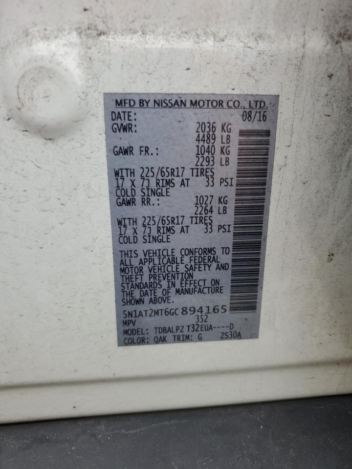 2016 Nissan Rogue S VIN: 5N1AT2MT6GC894165 Lot: 81846225