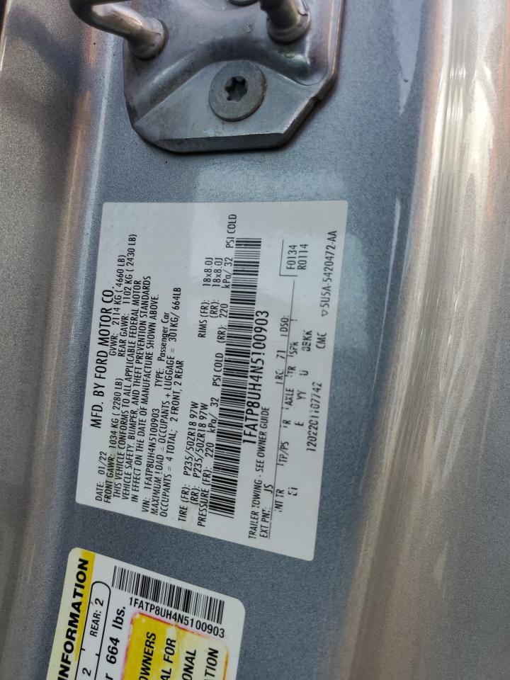 2022 Ford Mustang VIN: 1FATP8UH4N5100903 Lot: 81326215