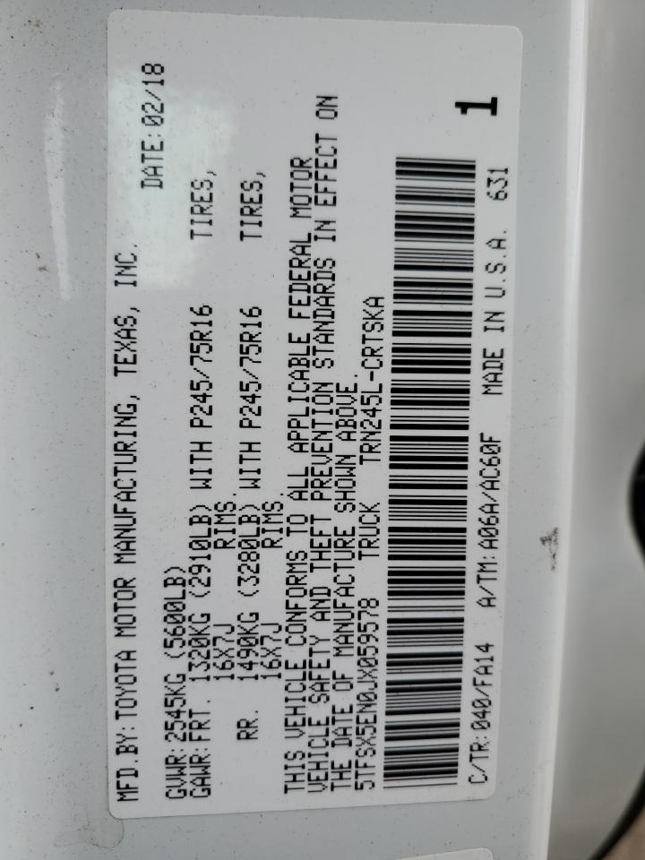 2018 Toyota Tacoma Access Cab VIN: 5TFSX5EN0JX059578 Lot: 84287615