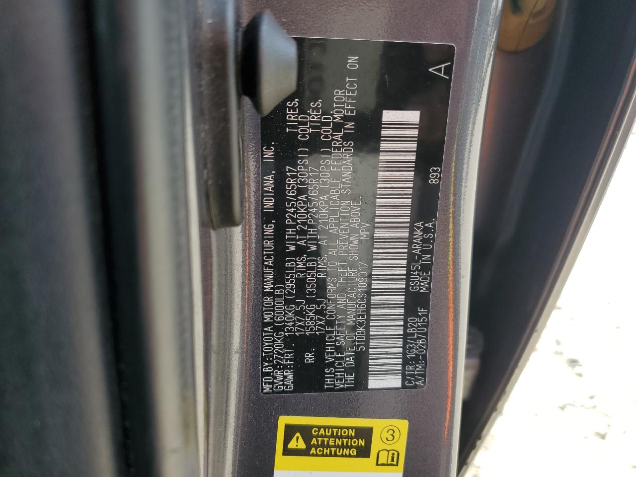 2012 Toyota Highlander Base VIN: 5TDBK3EH6CS109017 Lot: 81630565