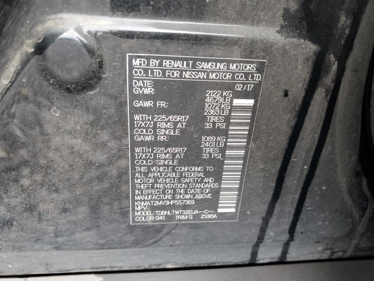 2017 Nissan Rogue S VIN: KNMAT2MV3HP557369 Lot: 80603865