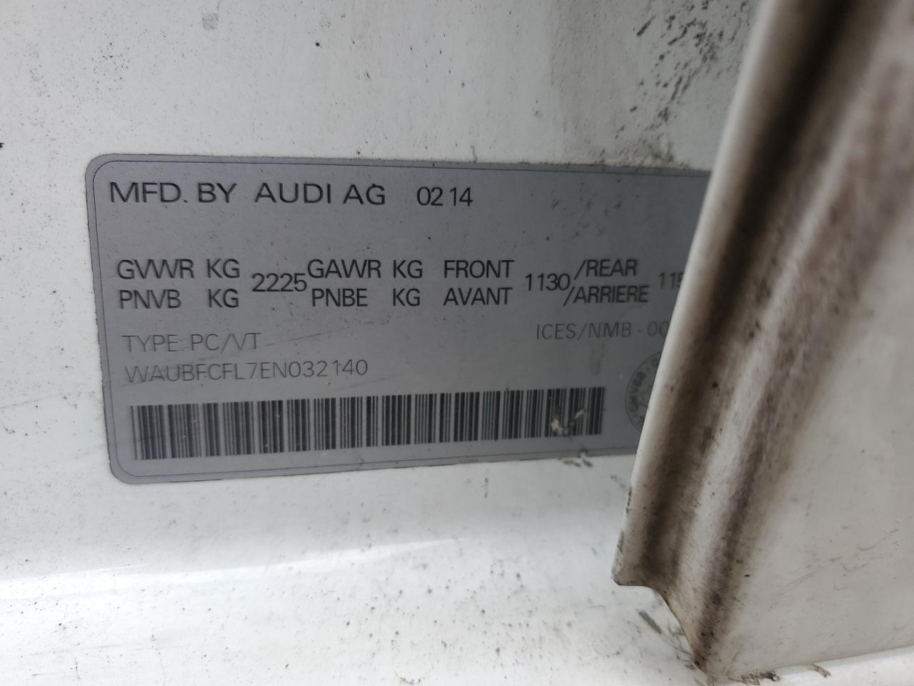 2014 Audi A4 Premium VIN: WAUBFCFL7EN032140 Lot: 83930815