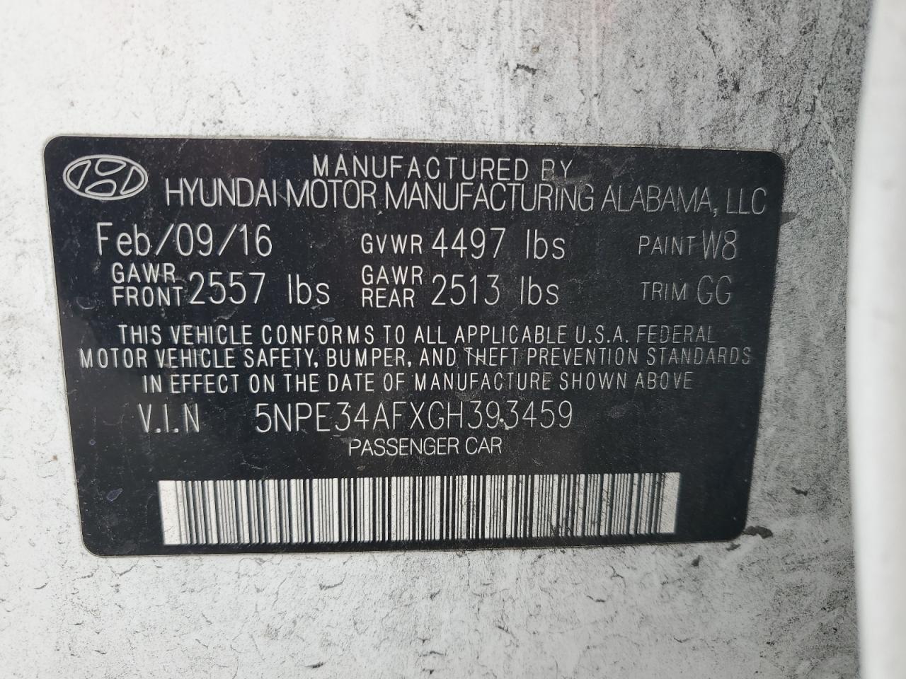 2016 Hyundai Sonata Sport VIN: 5NPE34AFXGH393459 Lot: 80539105