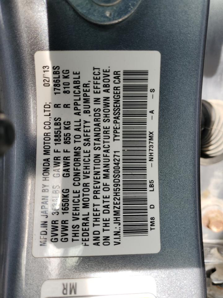 2013 Honda Insight Lx VIN: JHMZE2H59DS004271 Lot: 81861605