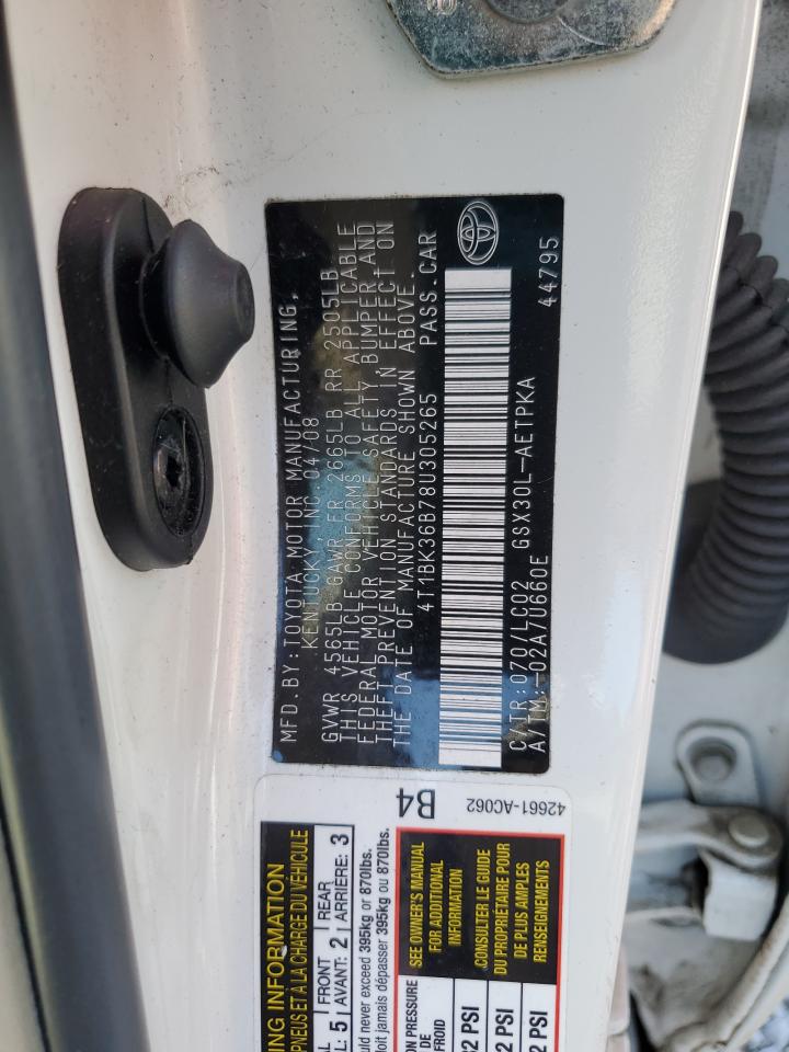 2008 Toyota Avalon Xl VIN: 4T1BK36B78U305265 Lot: 81194295