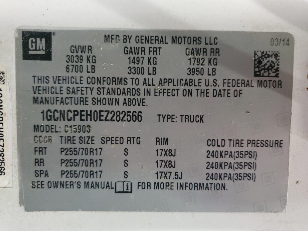 2014 Chevrolet Silverado C1500 VIN: 1GCNCPEH0EZ282566 Lot: 84168485