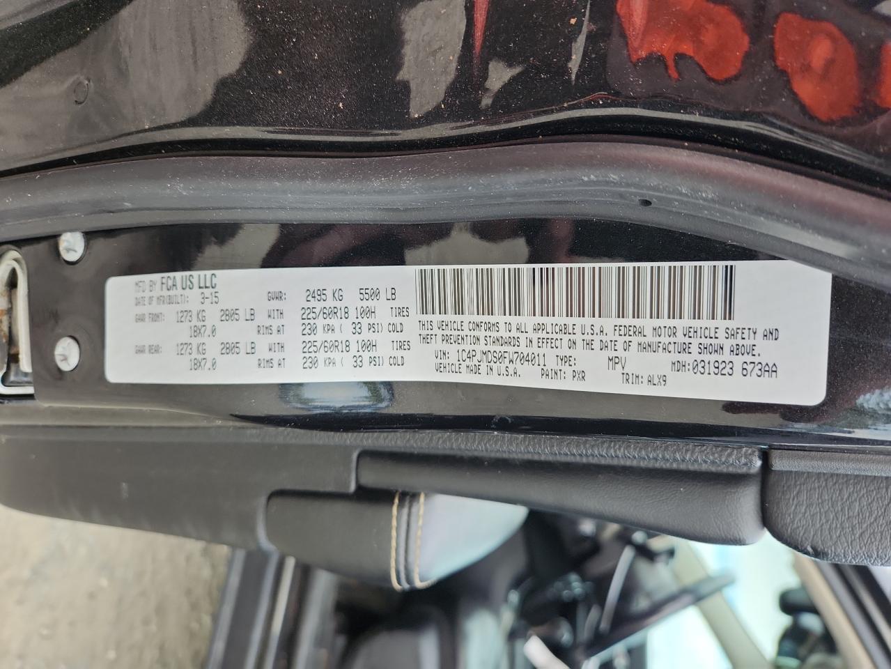 2015 Jeep Cherokee Limited VIN: 1C4PJMDS0FW704011 Lot: 80515565