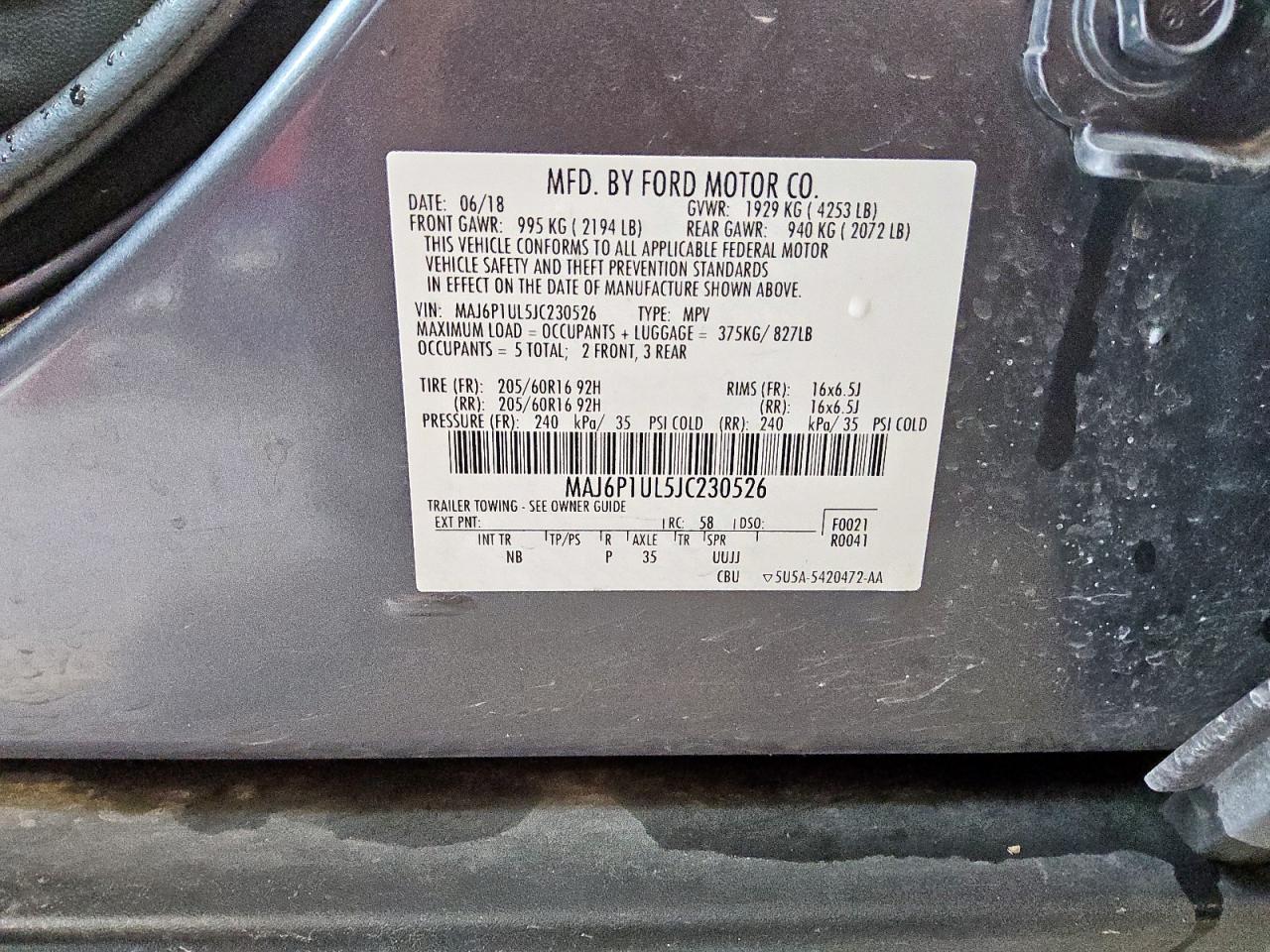 2018 Ford Ecosport Se VIN: MAJ6P1UL5JC230526 Lot: 82166105