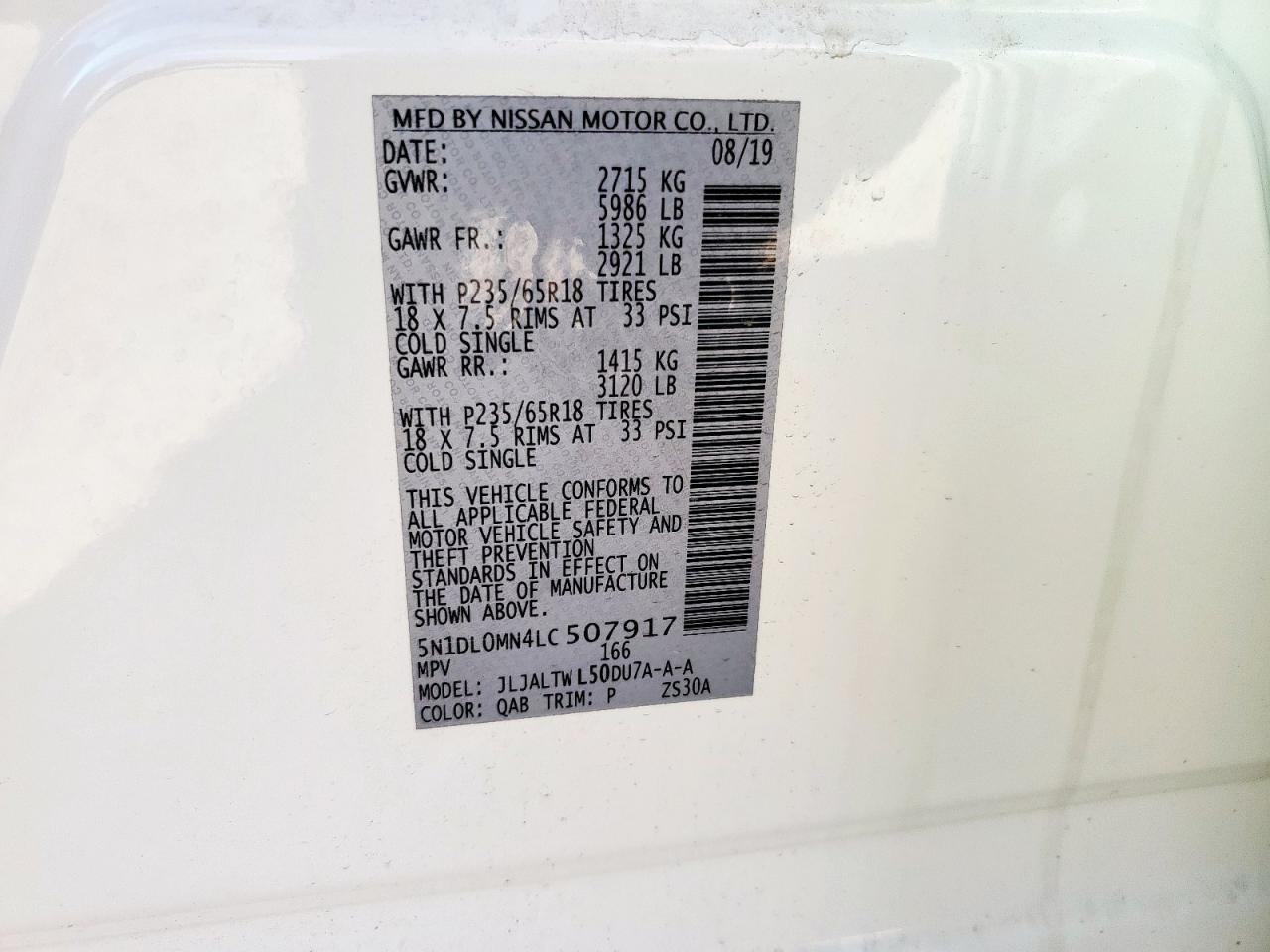 2020 Infiniti Qx60 Luxe VIN: 5N1DL0MN4LC507917 Lot: 81226095