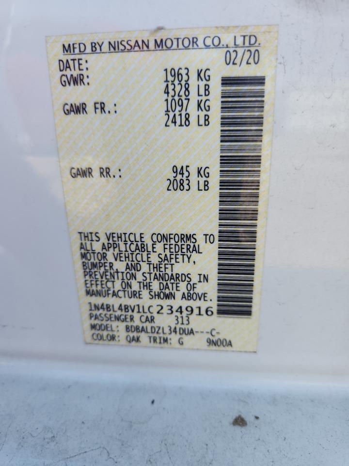 2020 Nissan Altima S VIN: 1N4BL4BV1LC234916 Lot: 80964215