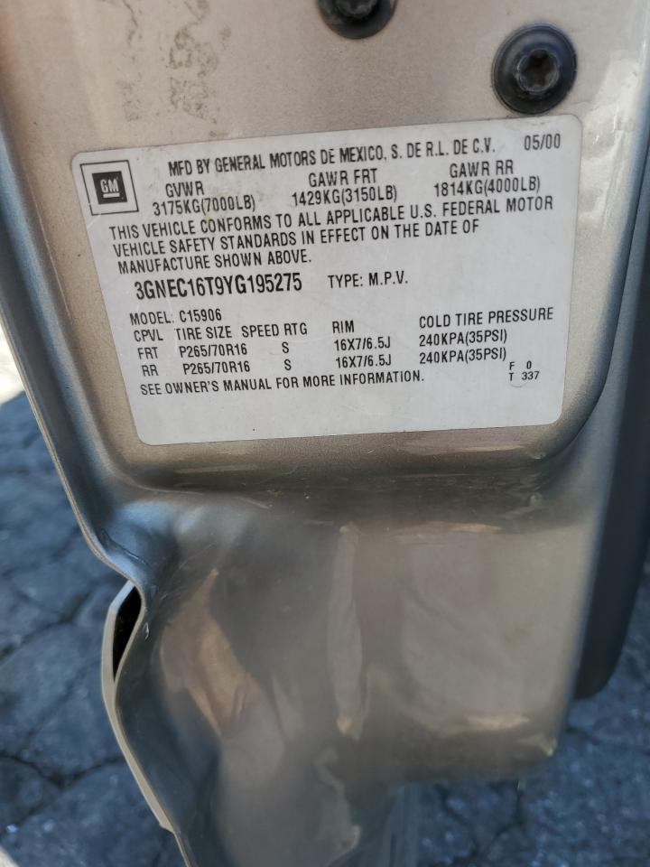 2000 Chevrolet Suburban C1500 VIN: 3GNEC16T9YG195275 Lot: 81143735