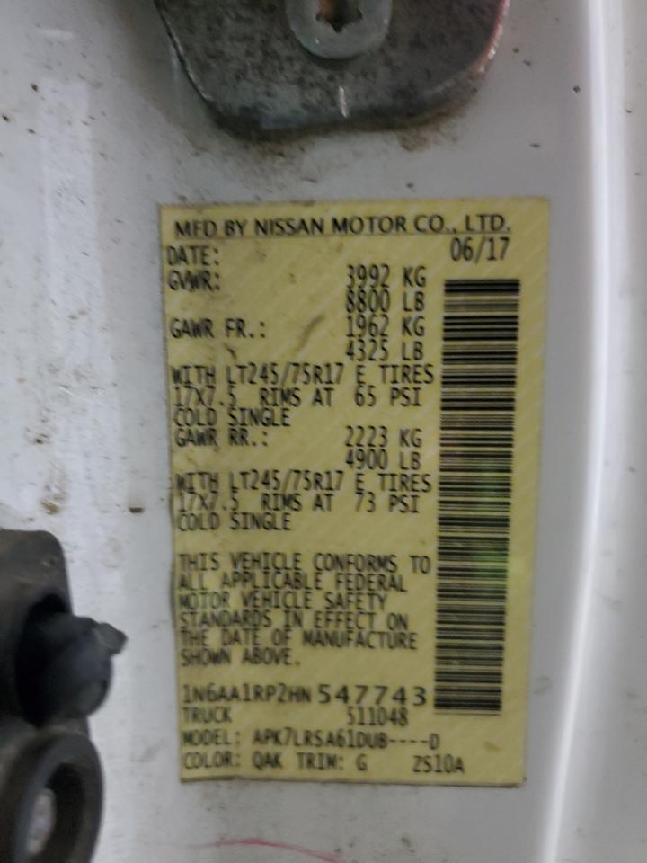 2017 Nissan Titan Xd S VIN: 1N6AA1RP2HN547743 Lot: 81878655