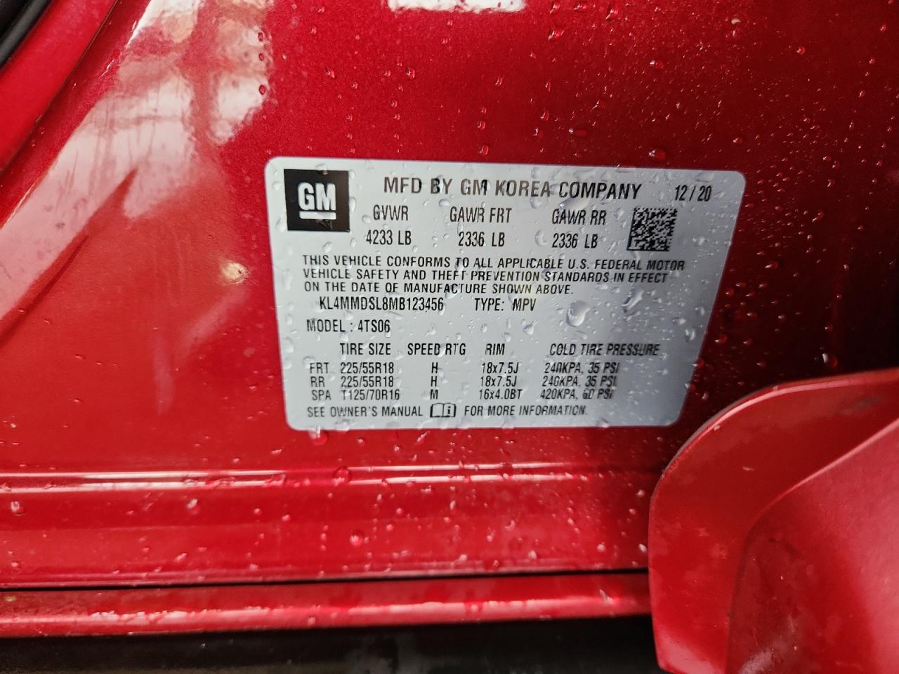 2021 Buick Encore Gx Select VIN: KL4MMDSL8MB123456 Lot: 71576215