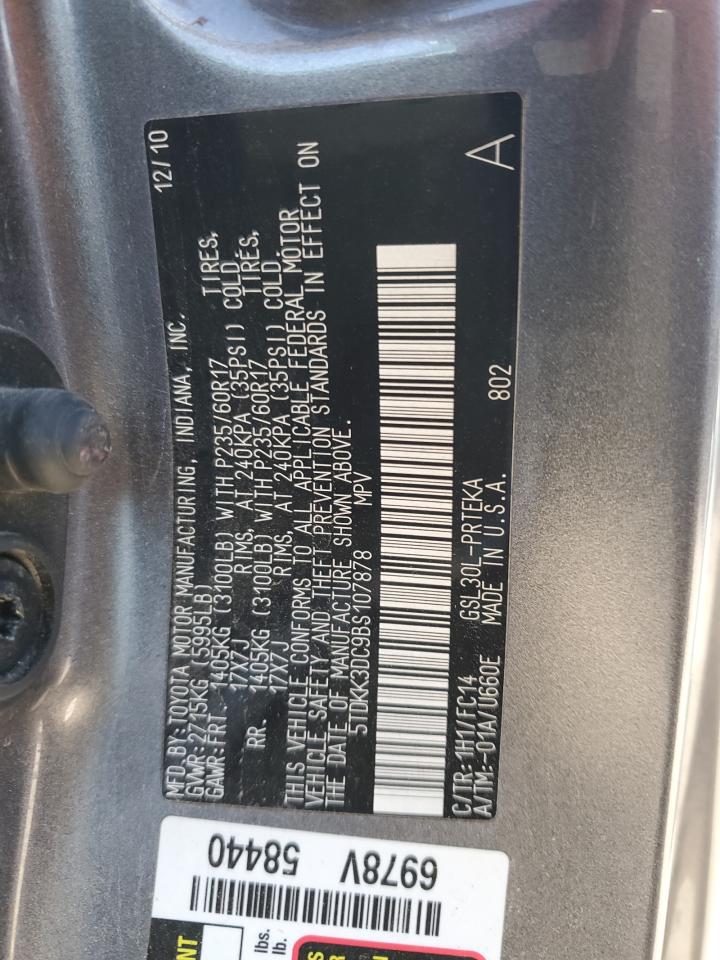 2011 Toyota Sienna Le VIN: 5TDKK3DC9BS107878 Lot: 82122405