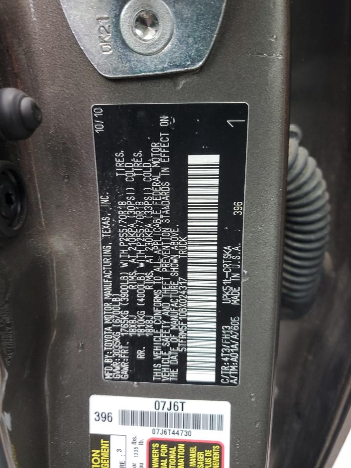 2011 Toyota Tundra Double Cab Sr5 VIN: 5TFRM5F10BX024317 Lot: 81125155