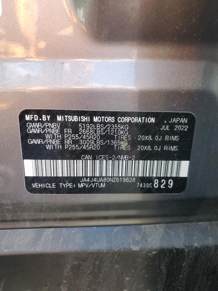 2022 Mitsubishi Outlander Se VIN: JA4J4UA80NZ619828 Lot: 80134595