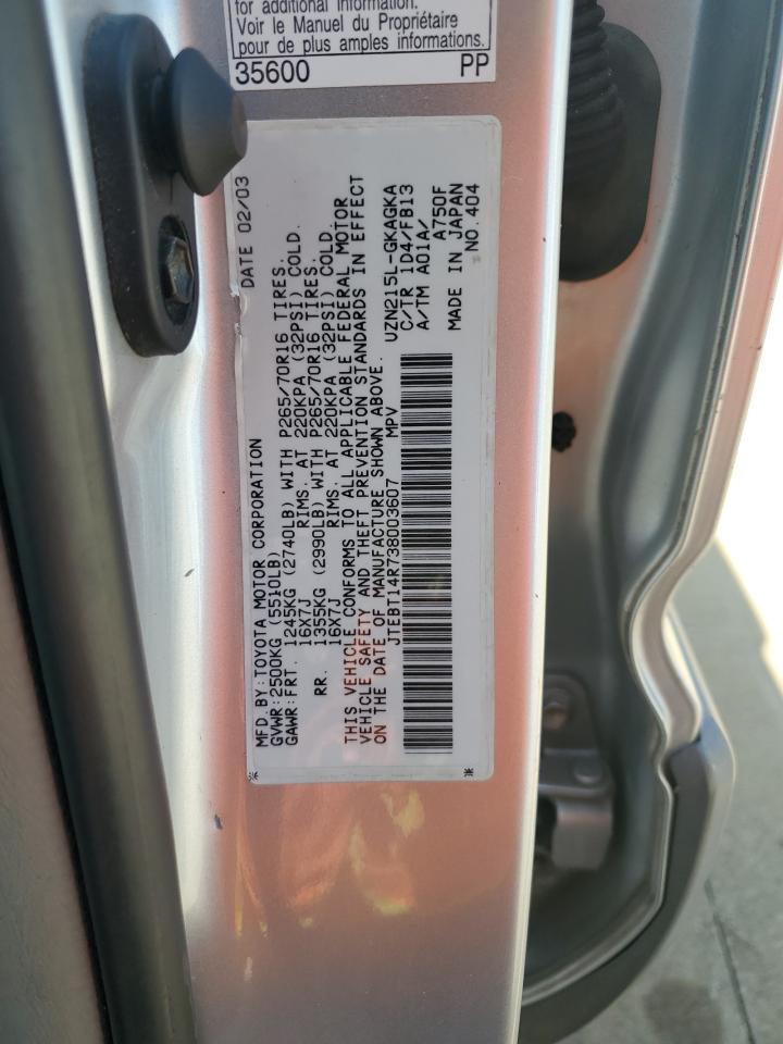 2003 Toyota 4Runner Sr5 VIN: JTEBT14R738003607 Lot: 81440295