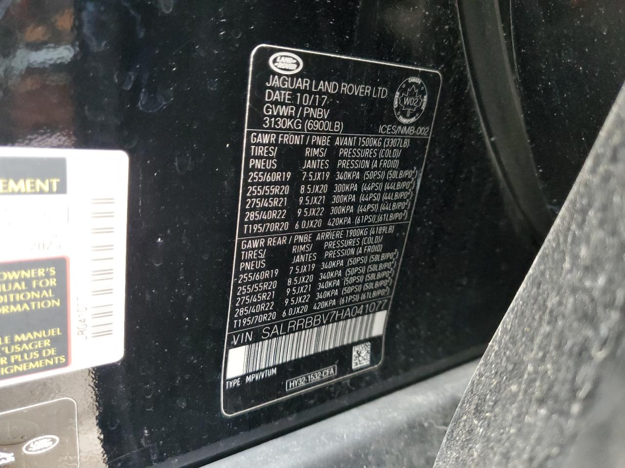 2017 Land Rover Discovery Hse VIN: SALRRBBV7HA041077 Lot: 81459545