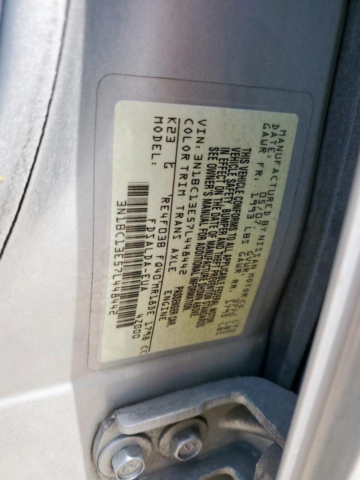 2007 Nissan Versa S VIN: 3N1BC13E57L448442 Lot: 71880485