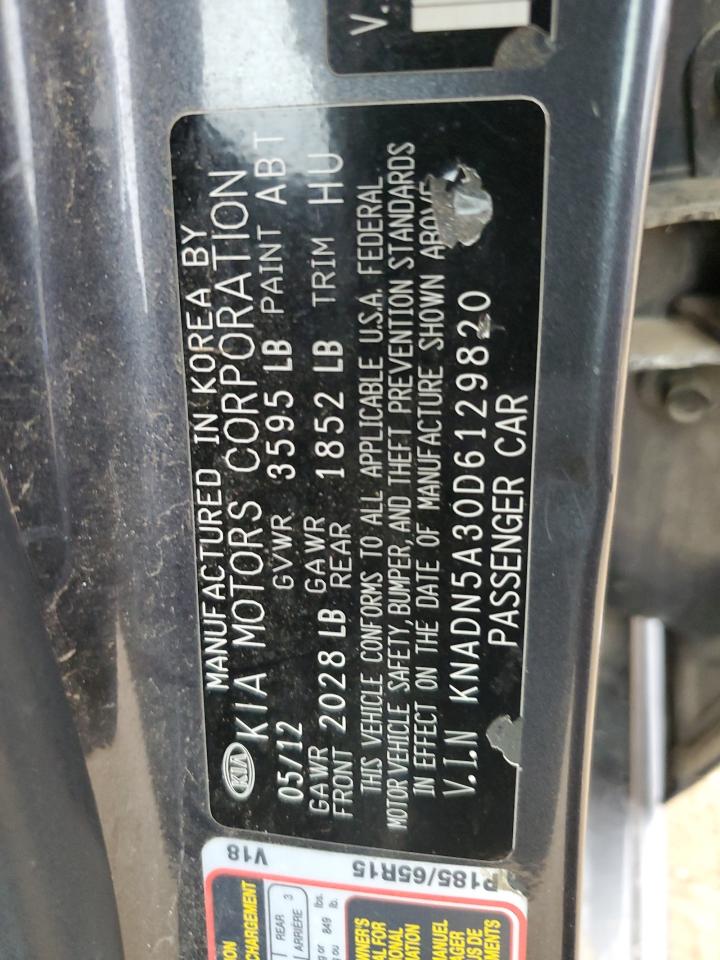 2013 Kia Rio Ex VIN: KNADN5A30D6129820 Lot: 80762085