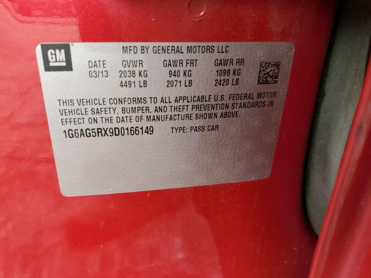 2013 Cadillac Ats VIN: 1G6AG5RX9D0166149 Lot: 81053395