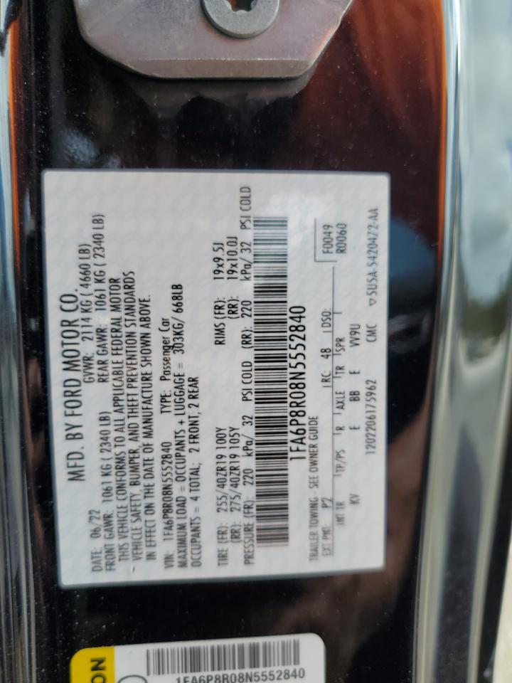 2022 Ford Mustang Mach I VIN: 1FA6P8R08N5552840 Lot: 81680635