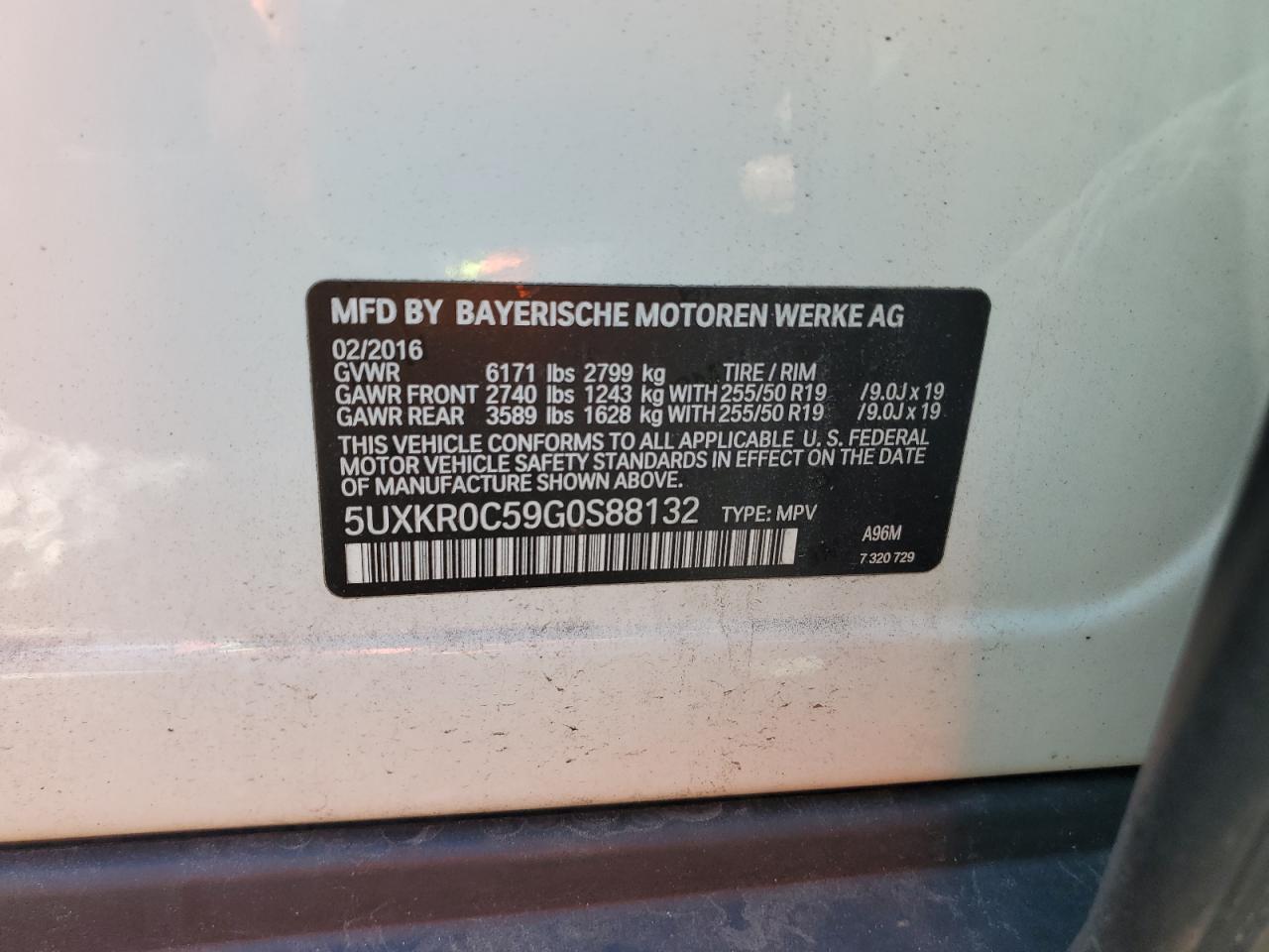 2016 BMW X5 xDrive35I VIN: 5UXKR0C59G0S88132 Lot: 82099595
