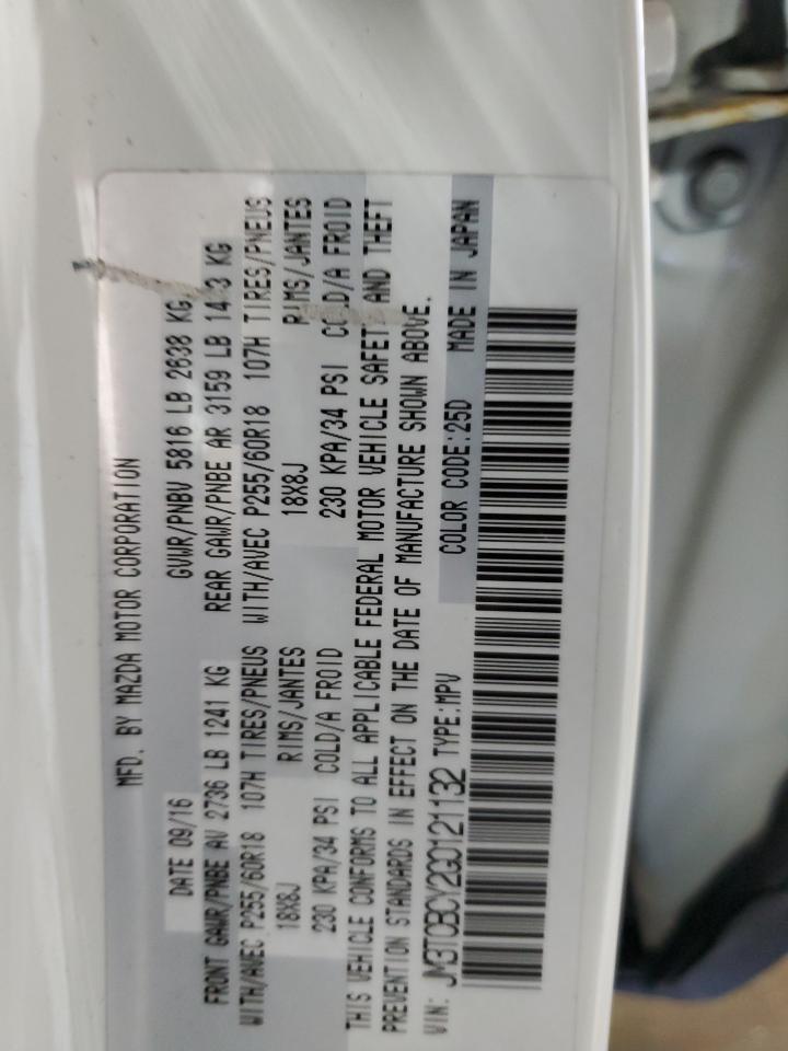 2016 Mazda Cx-9 Touring VIN: JM3TCBCY2G0121132 Lot: 81409165