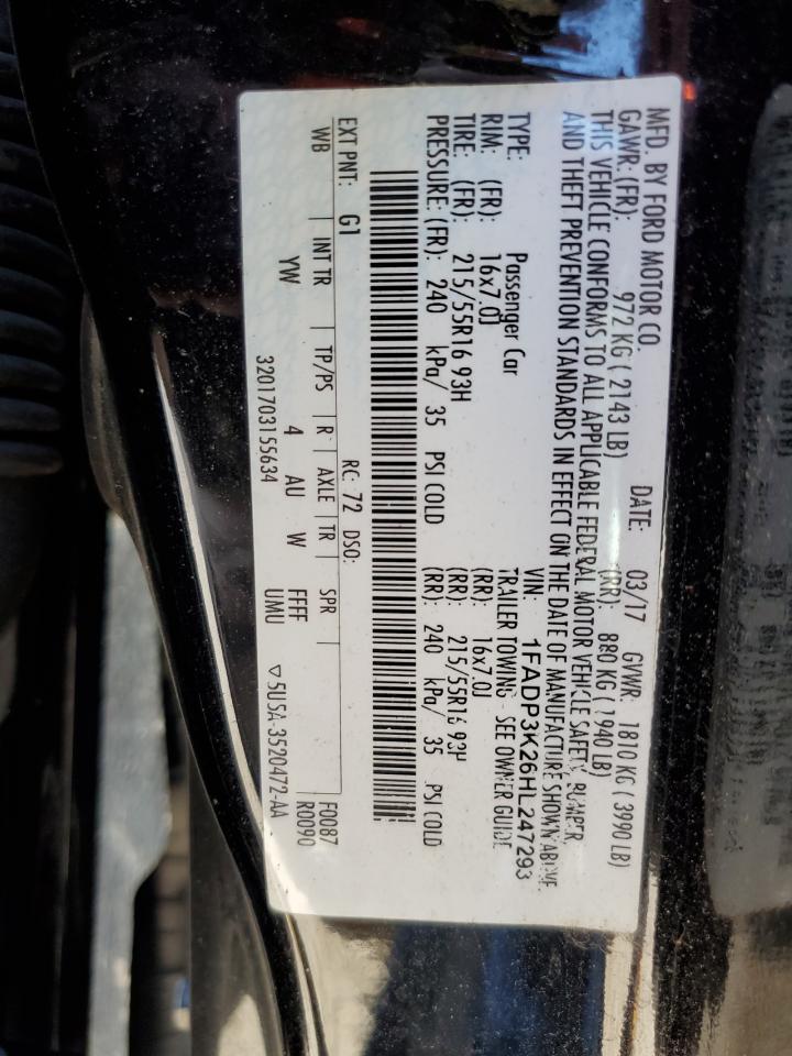 2017 Ford Focus Se VIN: 1FADP3K26HL247293 Lot: 81921295